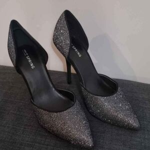 Black Silver Glitter High Heel (US8/UK6/39) New Call It Spring